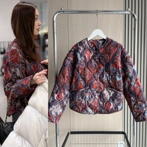 ETJ 2025  Womens Spring collection Elegant fashion print loose edition vintage crewneck cotton-padded jacket