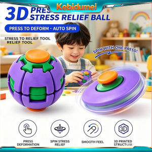 New 3D Transformable Fidget Spinner Ball Press to Rotate Deformable Stress Relief Toy Portable Anti-Anxiety Sensory Fidget Toy for Kids Adults
