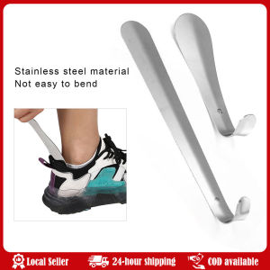 Shoe Horn Durable Stainless Steel Smooth Touch Hanging Hole Ideal for Seniors Handheld Trumpet Shape Extra Long Shoe Horn Stainless Steel Silver Metal Shoes Remover Shoehorn Lifter Aid Slip Shoe Pull Tool Shoespooner