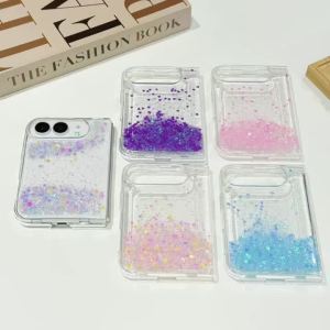 szhaiyu | Cute Heart Quicksand Glitter Clear Case For iPhone Duo 18 Fold Soft TPU With Lens Protection Shockproof Bumper Back Cover Fundas