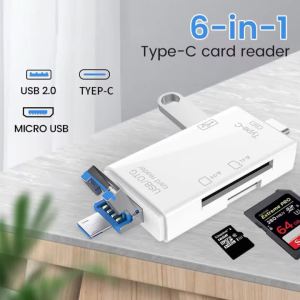 Olaf | Multifunction 6 in 1 OTG SD Card Reader USB2.0 Type-C/TF/SD Memory Card Smart Cardreader for Laptop Accessories Adapter