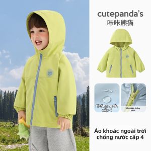 CUTEPANDAS | Áo Khoác Mùa Xuân Chống Thấm 4 Cấp Có Mũ Cho Bé Trai