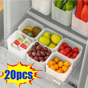 20pcs Refrigerator Organizer Box - Vegetables Fresh Food Fruits Meat Storage Box - Food Sealed Storage Box - Fridge Organizer