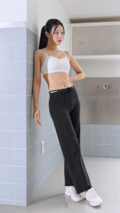 XEXYMIX Black Label Signature Power Rise Brushed-Fleece String Wide Leggings Olahraga Wanita - XFK4LL1505