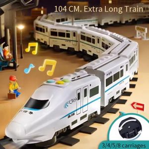 104cm Kids Simulation Train High Speed Railway Train Toy Car Electric Sound Light Model Train Educational Toys for Boys Girls Gift