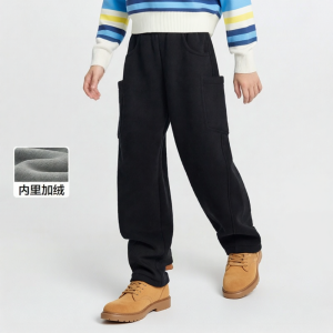 Balabala | BalaBala Childrens Fleece Lined Casual Knife Edge Pants Warm Winter Trousers for Boys And Girls Elastic Waist Cotton Blend