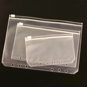 10Pcs A5 A6 A7 Binder Pocket Binder Zipper Folders for 6 Ring Notebook Divider Page Waterproof PVC Leaf Document Filing Bag