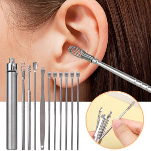 10 Pcs Stainless Steel Ear Picking Set with Storage Box Household Portable Ear Cleaner Keychain Adult Ear Care Tool