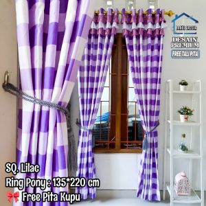 Gorden Rumbai Poni Ring 12 Pintu Dan Jendela UK 135x220cm Dekorasi Curtains ( Free pita )