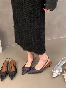 Christy Kathy Head Cover Sandals French Style Fine Heel Womens High Heels Pointed Toe Single Shoes Fashionable Summer Shoes