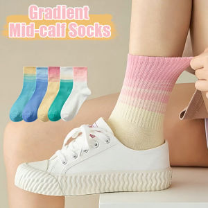 ถุงเท้า ถุงเท้า กีฬาผ้า ฝ้าย สีการ ไล่ ระดับ แฟชั่น ครึ่ง น่อง สำหรับ ผู้หญิง ถูกแบ่งทรง ท่อ กลาง สีลูกอม เคี้ยว นู่ม กันลื่น ระบาย อากาศ ได้ดี 1/3 คู่