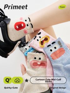 PRIMEET | Playful Thin Cartoon Cotton Socks Mid-Calf