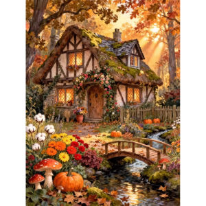 Jigsaw Puzzle 500/1000/1200/2000PCS Forest Seasonal Cabin Landscape Artwork Stress Relief Puzzle Wall Art Decor Gift
