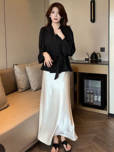 Elegant Waist-Shaping 2026 New Design Fashion Shirt and Skirt Two-Piece Set