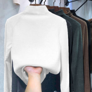 เสื้อยืดคอกลมแขนยาวผู้หญิง เสื้อชั้นในหนา ทรงสลิมฟิต ผ้าฝ้ายผสมโพลีเอสเตอร์ ฤดูใบไม้ร่วง 2023 แฟชั่นเกาหลี