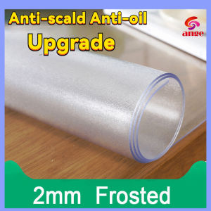 (2mm Frosted Rectangle)PVC Frosted Crystal Protector for Dining Room Table-1/1.5/2/3mm Thick All Size Customizable Waterproof Oil Resistant Soft Glass Desk Plastic  Pad Kitchen Wood Grain Vinyl Tablecloth Cover Anti-scald Anti-oil
