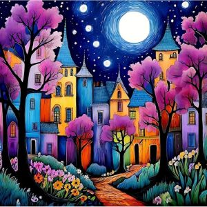 ชุดงานฝีมือเพชร 5 มิติ GATYZTORY ภาพวาดเพชรอะคริลิค ลายบ้าน วิวทิวทัศน์ ของขวัญสุดพิเศษ