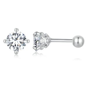 BAMOER Patterned Moissanite Stud Earrings D Color Brilliant Round Cut 925 Silver Earrings for Women MSE050