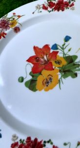 Piring Makan Bulat Corak Bunga Semi Melamin 9 Inch BPA FREE