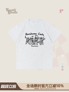 Áo Thun Nữ Tay Ngắn Dáng Rộng Cổ Tròn in Họa Tiết Hoạt Hình Mùa Xuân Hè Guozii Thiết Kế Màu Hoa Xám Phong Cách Ngọt Ngào