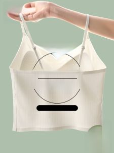 Miiow | Womens Integrated Bra Top Cross Back Strapless Summer Tank Top With Padded Inner Wear Outer Wear MiiOW Cat Person 2024 New