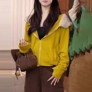 Fashionable Hooded Open Cardigan Sweatshirt Womens Loose Slimming Long Sleeve Top Coat Spring 2025 New Style Korean Version