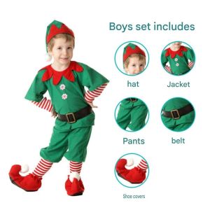 KL Stok Sedia 🇲🇾 Childrens Christmas Performance Costumes Christmas Elves Dressed Up 男女童圣诞精灵装扮表演服装 Kostum Persembahan Krismas Kanak-kanak Bunian Krismas