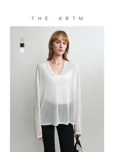 Blended Cupro and Copper Ammonium Rayon Perforated Texture Long Sleeve T-shirt