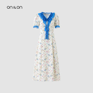 ON&ON | Vintage Korean Style V-Neck Flower Print Dress