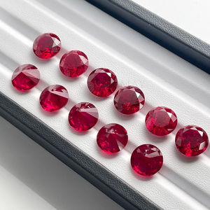 Lab Grown Ruby Loose Diamond With Minor Cracks And Inclusions Round Shape High Quality Synthetic Gemstone For Jewelry Making