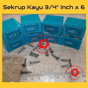 (1 Box) Sekrup Kayu 3/4" Inch x 6 / Wood Screw / Skrup Kayu 2CM