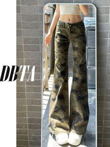 Low Waist Flared Jeans Womens Summer Versatile Slimming Concealing Non-Matching Leggings Casual High Waist Wide Leg Jeans