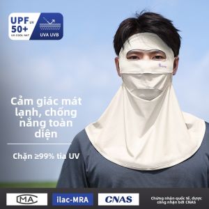 XINGGONGGUAN | Khăn trùm đầu chống nắng bằng lụa băng thoáng khí cho nam mùa hè chống tia UV bảo vệ toàn bộ khuôn mặt và cổ khi đi xe đạp