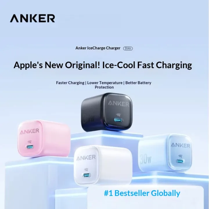 Anker 30w Pd Fast Charger Ice Sensing Usb C Wall Charger For Phone 16 Pro Max Phone 15 Pro Portable Mobile Phone Power Adapter