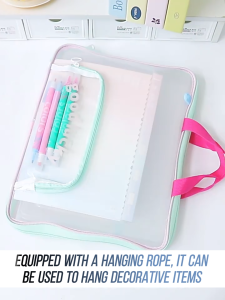 Long Mesh Zipper Pouch Transparent File Bag Document Bag File Folder Paper Organizer Clear Storage Bag
