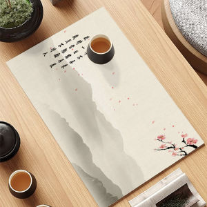 Water Absorbent Tea Mat New Chinese Style Silicon Dendroid Dry Puff Table Tea Mat Drainage Tea Seat Anti Slip Tea Table Cloth