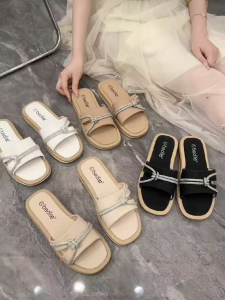 2027 New French-Style Nude Rhinestone Bow/Comfortable Thick Sole Non-Slip Square Toe Womens#BD-13