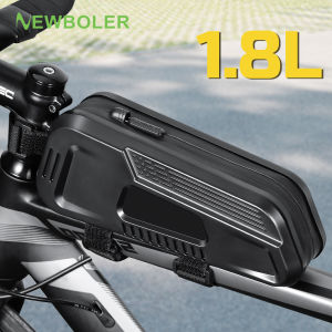 NEWBOLER 1.8L Bike Bag Rainproof Cycling Top Front Tube Frame Bag Large Capacity MTB Road Bicycle Pannier Black Bike Accessories