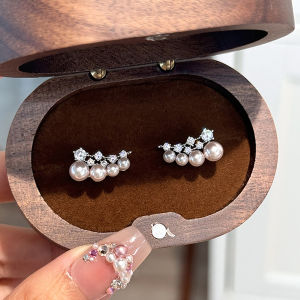 Light Pink Pearl Rose Earrings Sterling Silver Pin 2026 New Design