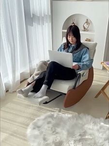 Ghế Bập Bênh Thư Giãn Đọc Sách Trang Trí Phòng Khách Chất Liệu Khung Sắt Mặt Nệm Sofa Bọc Vải Nhung Tăm Mềm