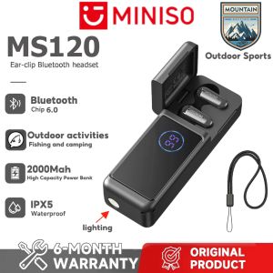 1-Year Warranty — MINISO MS120 3-in-1 Bluetooth Headphones: Outdoor Sports Multifunctional Wireless Headset (Bluetooth 6.0 Built-in Light Power Bank Function) — IPX5 Water-Resistance Rating