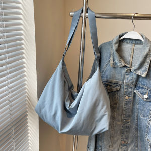 Casual Commuter Womens Large Capacity Canvas Tote Bag Fashionable Trendy Single Shoulder Crossbody Bag Soft Foldable Nylon