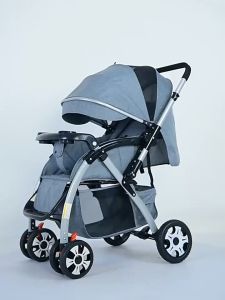 Baby Stroller Foldable Comfortable Seating Reversible Two Way Stroller for Baby Push Car Red and Grey