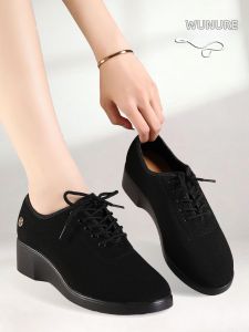 WUNUO | Soft Bottom Soft Face Oxford Cloth Dance Work Shoes Heeled