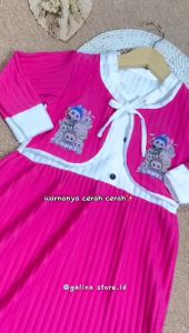 GAMIS/DRESS LABUBU ANAK PEREMPUAN MAHALIA USIA 1-7THN LABUBU KOMBINASI ROMPI TALI TERBARU 2025