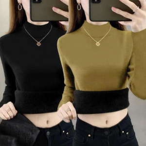 Lieoyuarn | Thick Fleece Warm Slim Fit Turtleneck Solid Color Base Layer