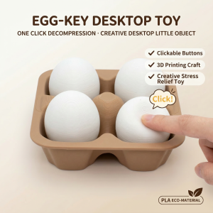 1PC Clickable Stress Relief Desk Toy PLA 3D Printed Material Egg Button Desk Decor Set Minimalist Beige Egg Shape