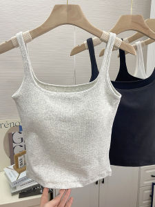 Áo Ba Lỗ Cotton Nữ Có Đệm Ngực Không Cần Đeo Ngực Một Mảnh Mặc Trong Ngoài Trời Mùa Xuân 2025 Màu Trơn Dài Thường