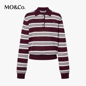 MO&Co. | Vintage Striped Polo-neck Lightweight Sweater