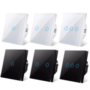 Công Tắc Cảm Ứng Mặt Kính Cường Lực Đèn Tường Cảm Biến Năng Lượng EU/US USA AC100 240V Đen Trắng Mặt Kính Pha Lê Điều Khiển Thiết Bị Gia Dụng